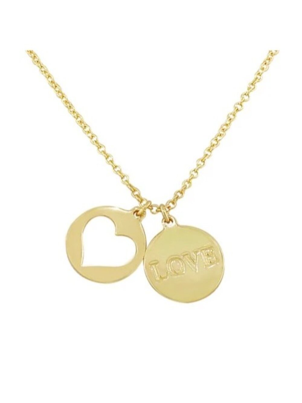 .925 Sterling Silver Yellow Gold Plated Womens Love Heart Pendant Necklace - Picture 2 of 5